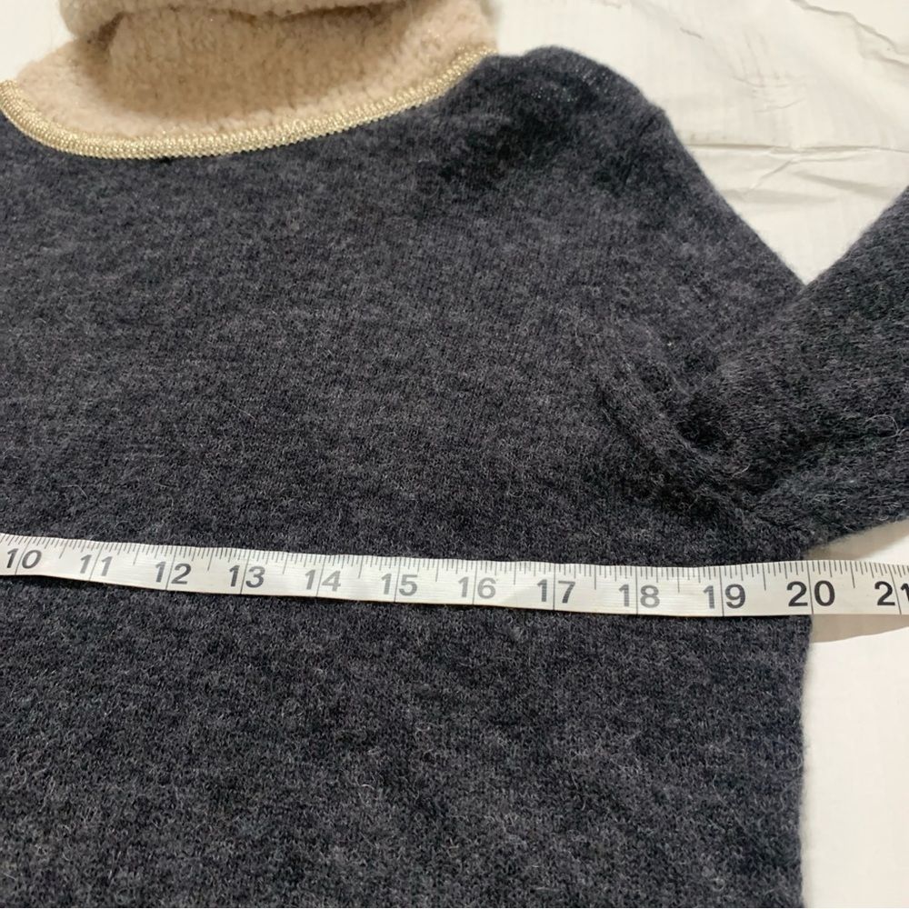 TORY BURCH Gray and Cream Angelina Turtleneck Alpaca Sweater Women’s Size XL - Picture 8 of 13